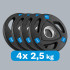 Gumuotų ketaus olimpinių svorio diskų rinkinys Rebel Active RBA-2108, 4 x 2,5 kg, 51 mm