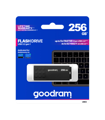 USB atmintinė Goodram, juoda, USB 3.2, 256GB