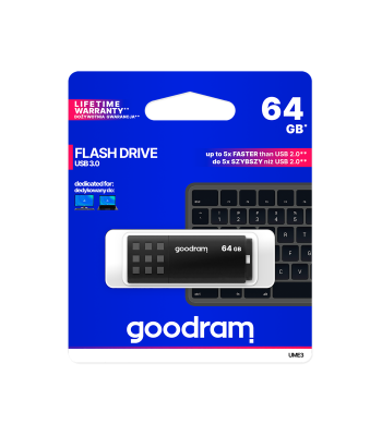 USB atmintinė Goodram, juoda, USB 3.2 UME3, 64GB