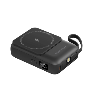 Indukcinis power bank Kruger&Matz MagSafe su kabeliu, juodas, 10000 mAh