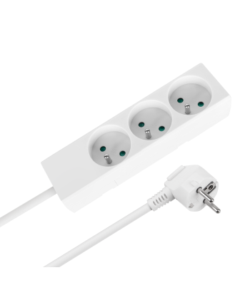 Rebel baltas prancūziško tipo ilgintuvas su 3 lizdais be jungiklio, 1,5 m, 3x1,0 mm