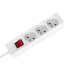 Ilgintuvas su 3 prancūziško tipo lizdais ir jungikliu Rebel, baltas, 2 m (3x1,5 mm²)