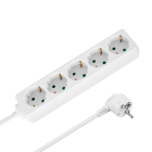 Maitinimo ilgintuvas su 5 vokiško tipo lizdais be jungiklio Rebel baltas, 5 m, 3 × 1,5 mm²