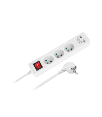 Tinklo ilgintuvas Rebel su 3 lizdais, 2 USB lizdais ir jungikliu, 5 m