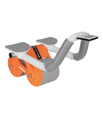 Pilvo preso treniruoklis su laikmačiu, pilkai oranžinis, REBEL ACTIVE AB roller Wheel AB-3