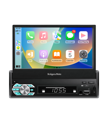 Automobilinis radijas su ištraukiamu 7″ ekranu, CarPlay / Android Auto, Kruger&Matz KM2018