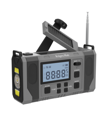 Nešiojamasis avarinis SOS radijas su powerbanku, saulės baterija ir dinaminiu generatoriumi, Kruger&Matz, 10000 mAh