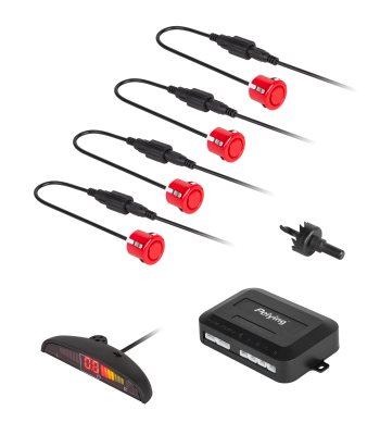 Automobiliniai galiniai parkavimo jutikliai su LED ekranu, raudoni – Peiying