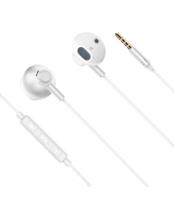 Į ausis dedamos laidinės ausinės su mikrofonu, baltos, Kruger&Matz B2