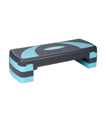 Aerobikos ir fitneso step platforma, pilkai mėlyna, 3 pakopų, 78 cm, REBEL ACTIVE