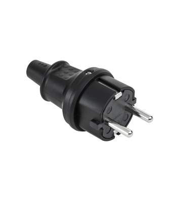 Guminis vokiško tipo kištukas Kemot, juodas, IP44, 16A/250V, 2237