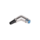 Mikrofono kištukas, moteriškas, kabeliui, chromuotas, kampinis, XLR 3-pin
