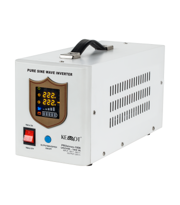 Avarinis maitinimo šaltinis, keitiklis KEMOT PROsinus-1000 su grynos sinusoidės funkcija ir įkrovimu, 12V 230V, 1000VA/700W