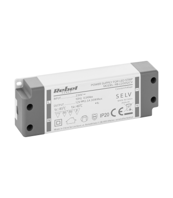Rebel maitinimo šaltinis LED juostoms, IP20, 12V/2.5A, max. 30W
