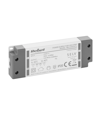 Rebel maitinimo šaltinis LED girliandoms, 12V/3A, max. 36W, IP20, 170 x 68 x 20 mm