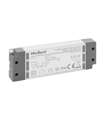 Rebel maitinimo šaltinis LED girliandoms, IP20, 12V/5A, maks. 60W