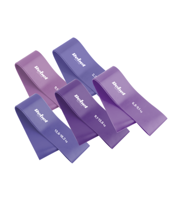 Lateksinių treniruočių gumų rinkinys, Rebel Active, Mini Band L, violetinis, 2.3–18.2 kg, 5 vnt.