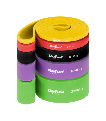 TPE gumų rinkinys Power Band REBEL ACTIVE, 5 gumos, PTs-1, 4–55 kg