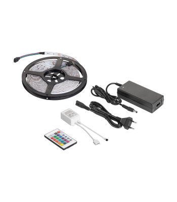 Rebel LED apšvietimo rinkinys RGB su valdikliu ir maitinimo šaltiniu – 5 m, 12 V, 28 W