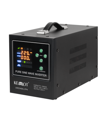 Nepertraukiamo maitinimo šaltinis KEMOT su grynos sinusoidės keitikliu ir įkrovimo funkcija, PROsinus-1000-LFP4, 12V / 230V, 1000VA/700W