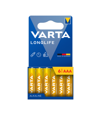 Šarminės baterijos VARTA LONGLIFE LR03, 6 vnt.