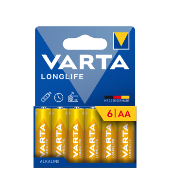 Šarminės baterijos VARTA LONGLIFE LR06, 6 vnt.