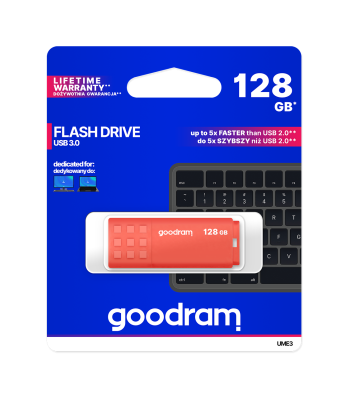 USB atmintinė GOODRAM, oranžinė, UME3, 128 GB