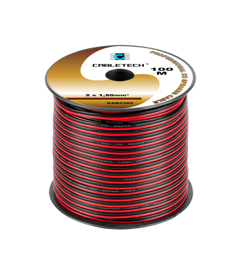 Garsiakalbio kabelis, juodas ir raudonas, KAB0385, 2 × 1,5 mm², 100 m