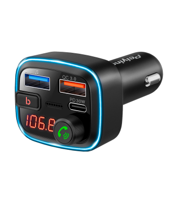 Automobilinis FM siųstuvas su Bluetooth funkcija (2 × USB + USB-C)