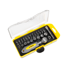 Bitų ir galvučių rinkinys su terkšle Rebel Tools, 38 vnt., RB-1104