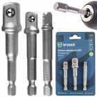 WUBER adapterių rinkinys gręžtuvams ir suktuvams, 3 vnt., 1/4″