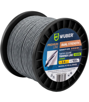 Sustiprintas susukto kvadratinio profilio trimerio valas WUBER +CORE W00607, 2.4 mm, 100 m