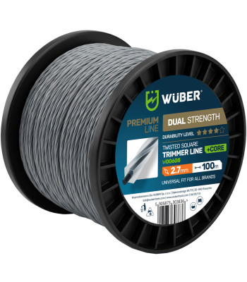 Sustiprintas susukto kvadratinio profilio žoliapjovės valas WUBER +CORE, 2.7 mm, 100 m