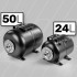 WUBER horizontalus membraninis hidroforo bakas, 50 l, W11018