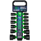 Smūginių galvučių rinkinys Wuber, 13 vnt., 1/2'', 10–32 mm, 38 mm