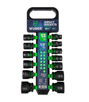 Smūginių galvučių rinkinys Wuber, 13 vnt., 1/2'', 10–32 mm, 38 mm
