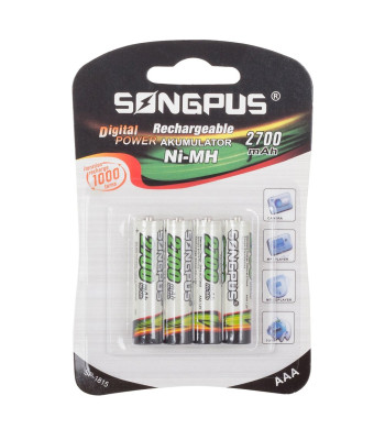 Įkraunamieji akumuliatoriai, 4 vnt., iki 2700 mAh, AAA R3