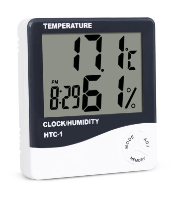 Elektroninis vidaus termometras su LCD ekranu, laikrodžiu, data ir žadintuvu, 9,7 × 10 × 2 cm