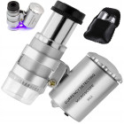 Kišeninis juvelyrinis mikroskopas su LED ir UV apšvietimu, 60x, 3,5 × 4 cm