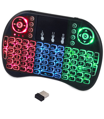 Belaidė mini klaviatūra su LED apšvietimu ir jutikliniu kilimėliu, 14,5 × 9,5 × 1,8 cm