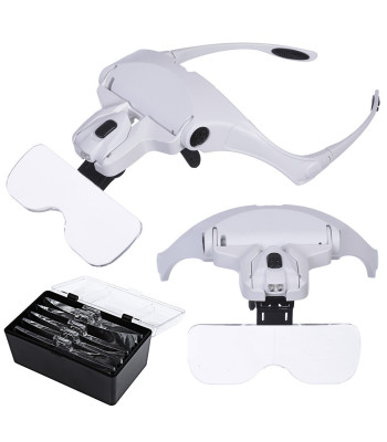 Galvos lupa-akiniai su 2 LED diodais, 3,5x