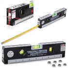 Lazerinis gulsčiukas su matavimo juosta ir LED apšvietimu, juodas, 24,5 × 2,8 × 6 cm