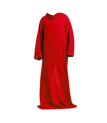 Raudonas flisinis pledas su rankovėmis, 138 x 180 cm, XXL