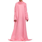 Rožinis flisinis pledas su rankovėmis „snuggie“, XXL, 138 × 180 cm