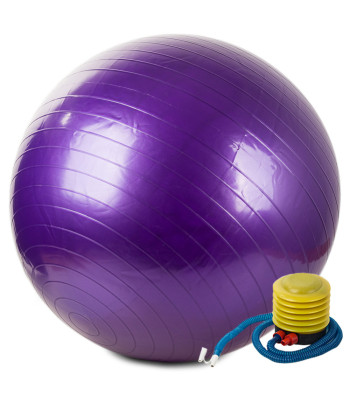 Reabilitacinis gimnastikos kamuolys su pompa, violetinis, 65 cm