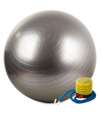 Gimnastikos ir reabilitacijos kamuolys su pompa, sidabrinis, 65 cm