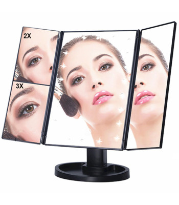 Kosmetinis LED veidrodis su apšvietimu ir didinimu, 22 LED, 2x ir 3x
