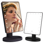 Didelis kosmetinis veidrodis su LED apšvietimu, juodas, 16 LED