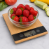 Bambukinės elektroninės virtuvinės svarstyklės su LCD ekranu, iki 5 kg, 23 cm x 16 cm x 2 cm