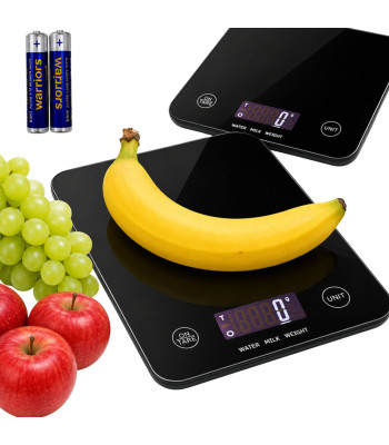 Elektroninės virtuvinės svarstyklės su LCD ekranu, stiklinės, 5 kg, 1 g